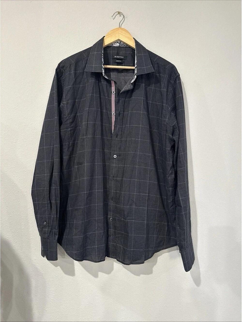 Bugatchi Shaped Fit Long-sleeve Button Up Dress Shirt Men’s Size XL